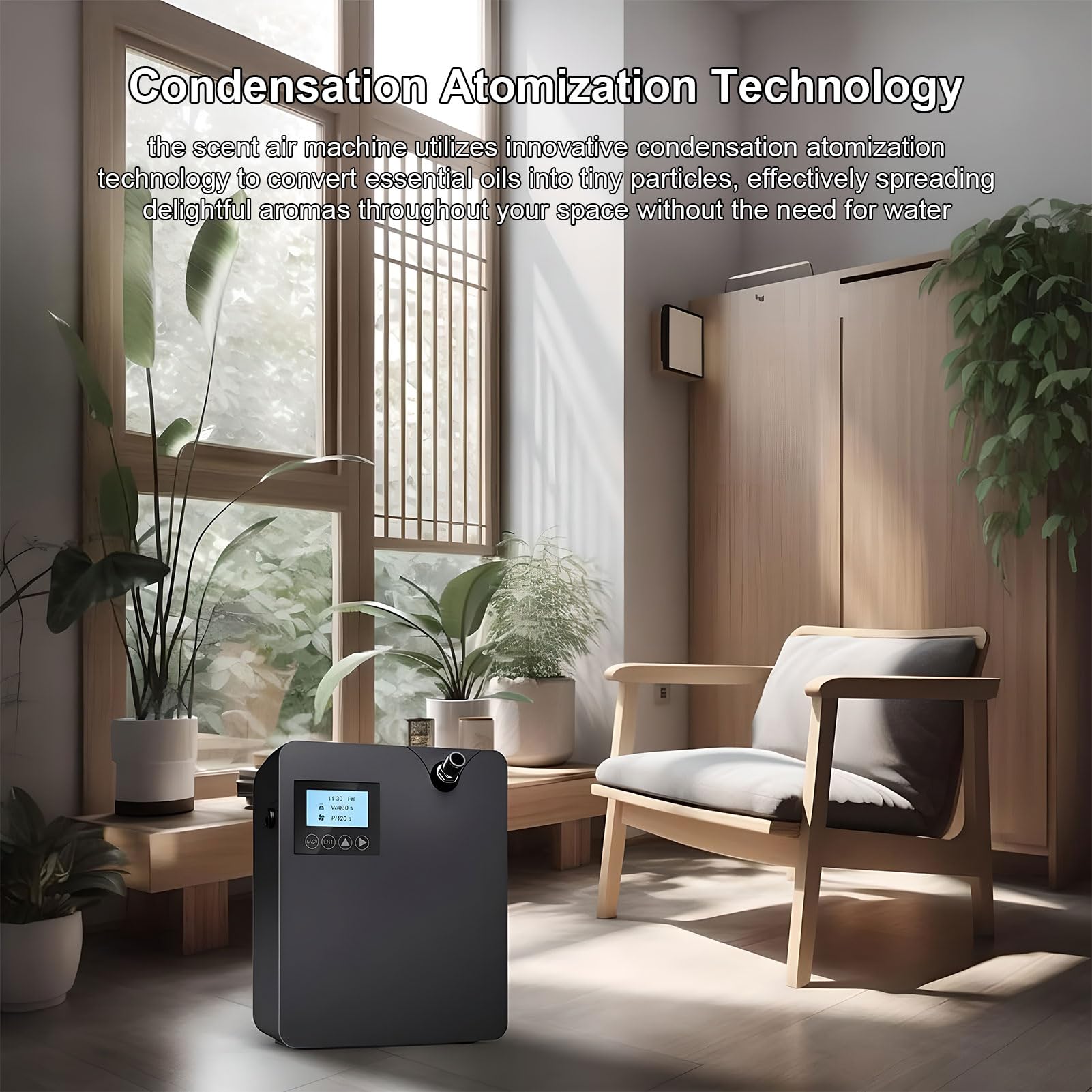 Diffusore senza acqua da 300 ml per oli essenziali, deodorante per aria elettrica con controllo dell'app remoto Bluetooth/WiFi per la stanza della casa white