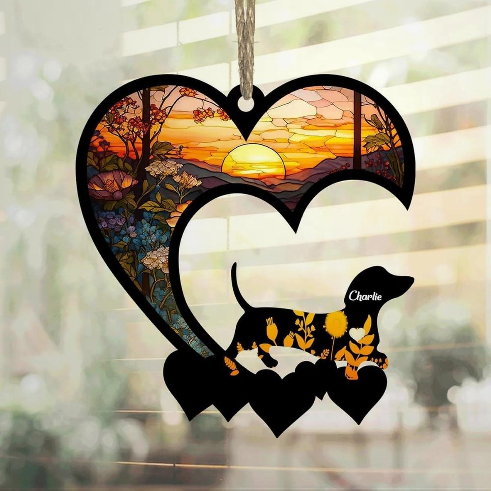 Luckluccy Dachshund Suncatcher,Personalized Memorial With Name, Loss Suncatcher,Dog Remembrance Gift,Dog Memorial Ornament,Loss Of Dog Sympathy Gift