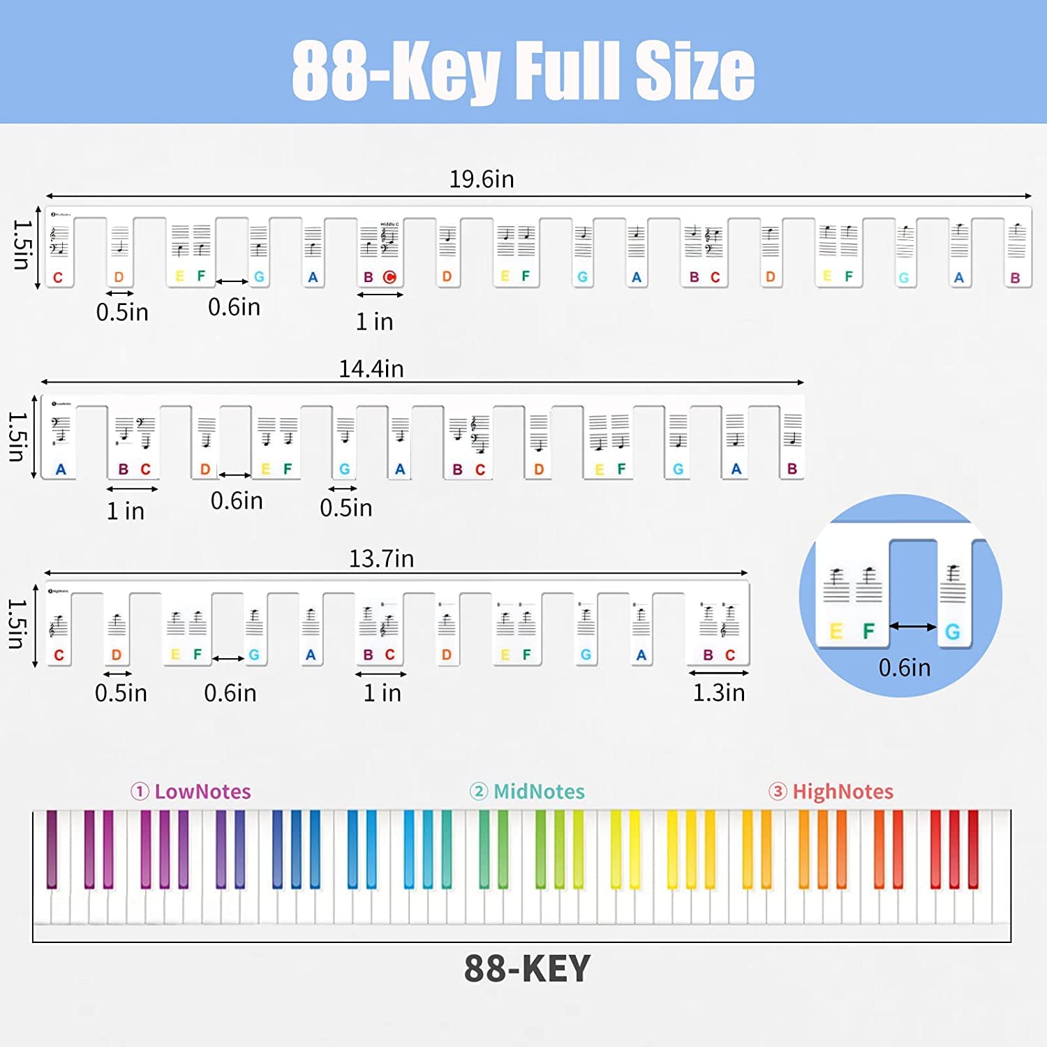 Adesivi Per Tastiera Pianoforte SAVITA - Per 37, 49, 54, 61, 88 Tasti, Ideale Per Principianti