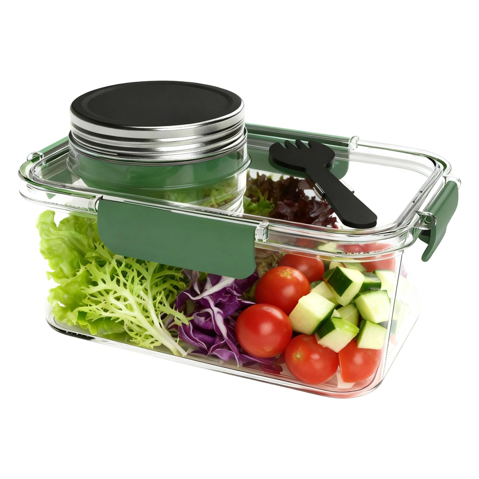 LUCKGONI Salad Container with Leak Dressing Compartment Snacks Box With Lid for Picnics Meal Preparation Supplies