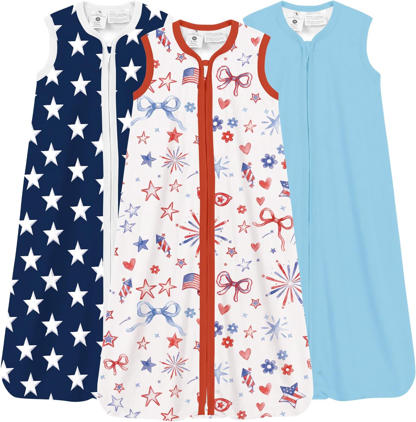 Baby Sleep Sack 0.5 TOG, Lightweight Breathable Wearable Blanket with Zipper, 0-3-6-12-24M-4T, 3-Pack