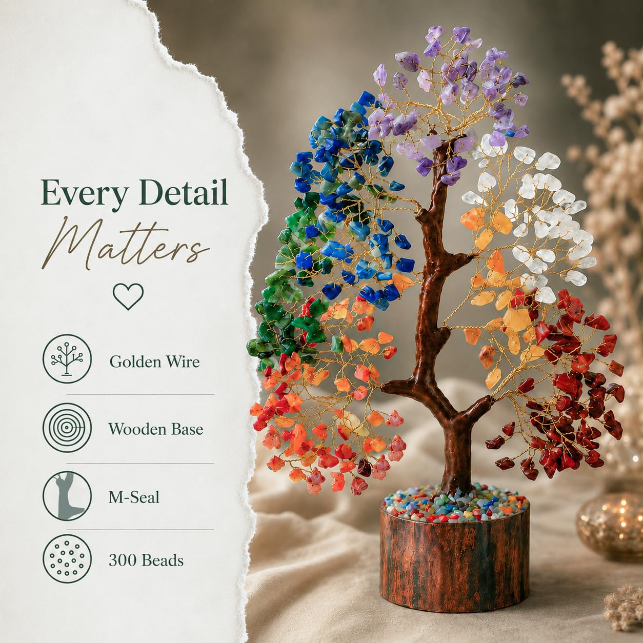 Crocon® L'originale Albero della vita 7 chakra regalo donna cristalli idee regali per donne pietre curative portafortuna regali per lui decorazione casa regalo compleanno donne mamma, sorelle e amica
