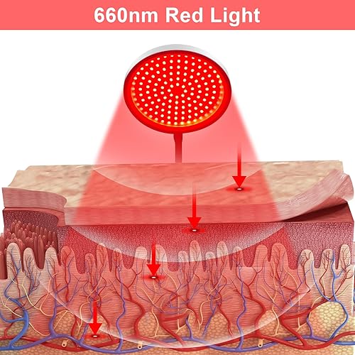 Miniatura 2 de Shyineyou Terapia de luz roja para cara, lámpara de terapia de luz roja LED 660nm con temporizador, terapia de luz roja para cuerpo con base