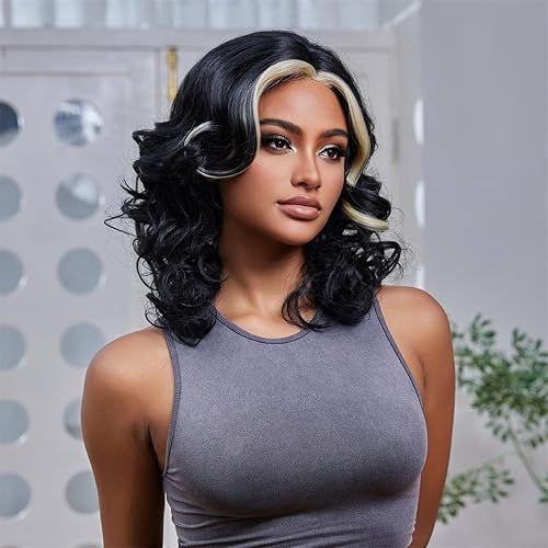 Pelucas cortas para mujeres negras, pelucas de agua con ondas profundas, peluca rizada negra, peluca prearrancada natural como pelucas de fibra