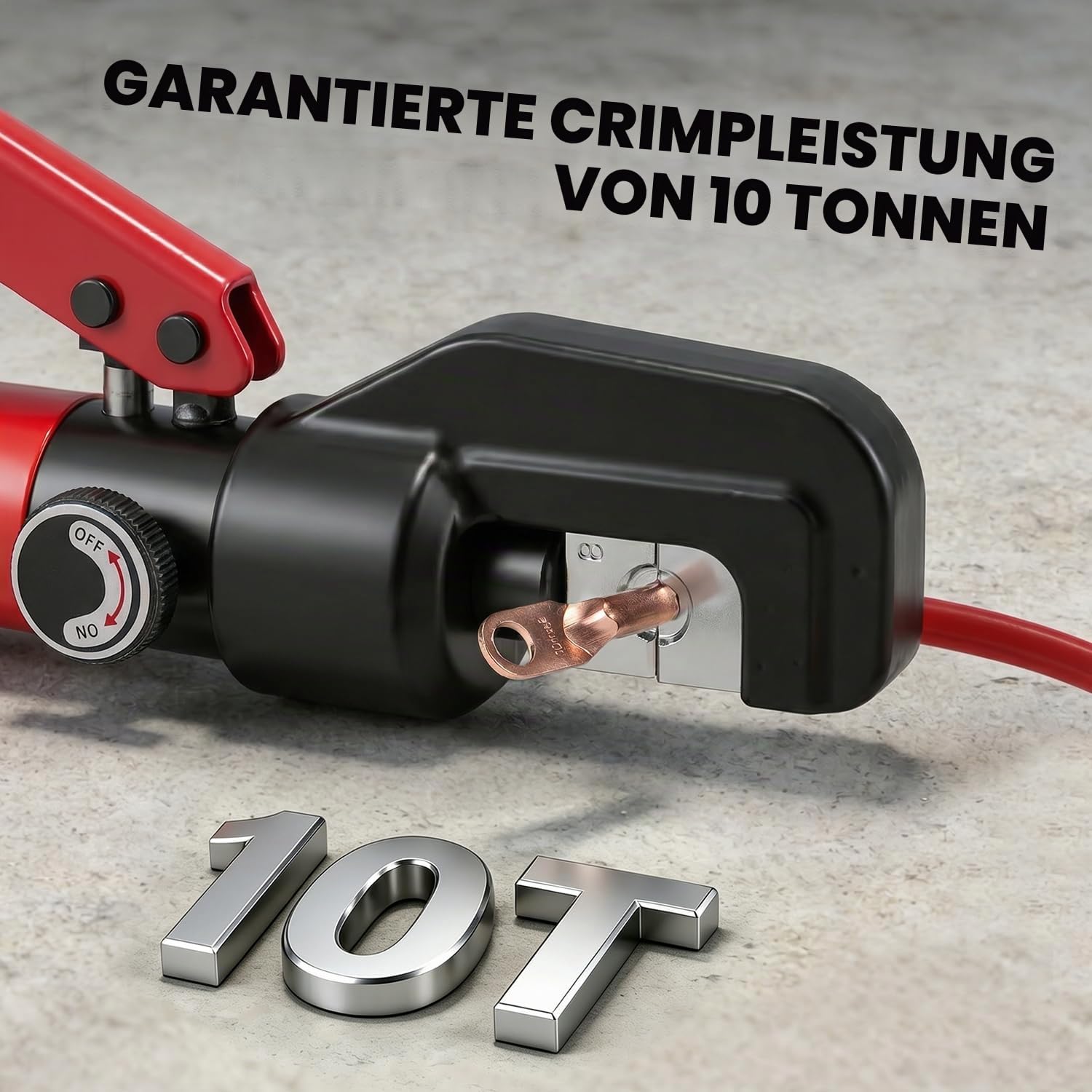 CGOLDENWALL Hydraulische Crimpzange für 10T 4-70m㎡-Rohre mit Isoliertem GriffKabelschuhe Zange 2 Paar Dichtring&Anleitung auf Deutsch inkl.