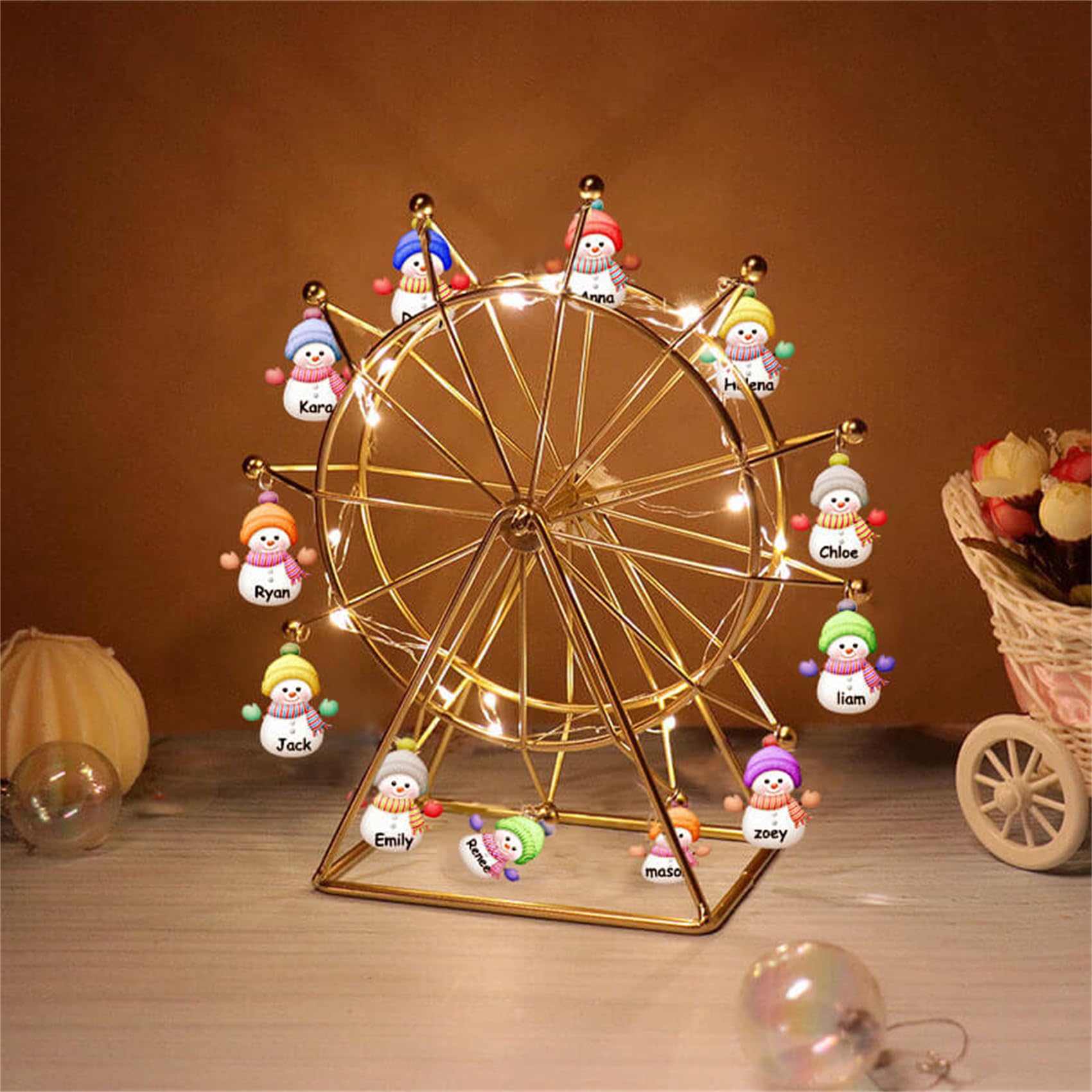 Amazon.com: Wasetell Personalized Snowman Family Ferris Wheel LED