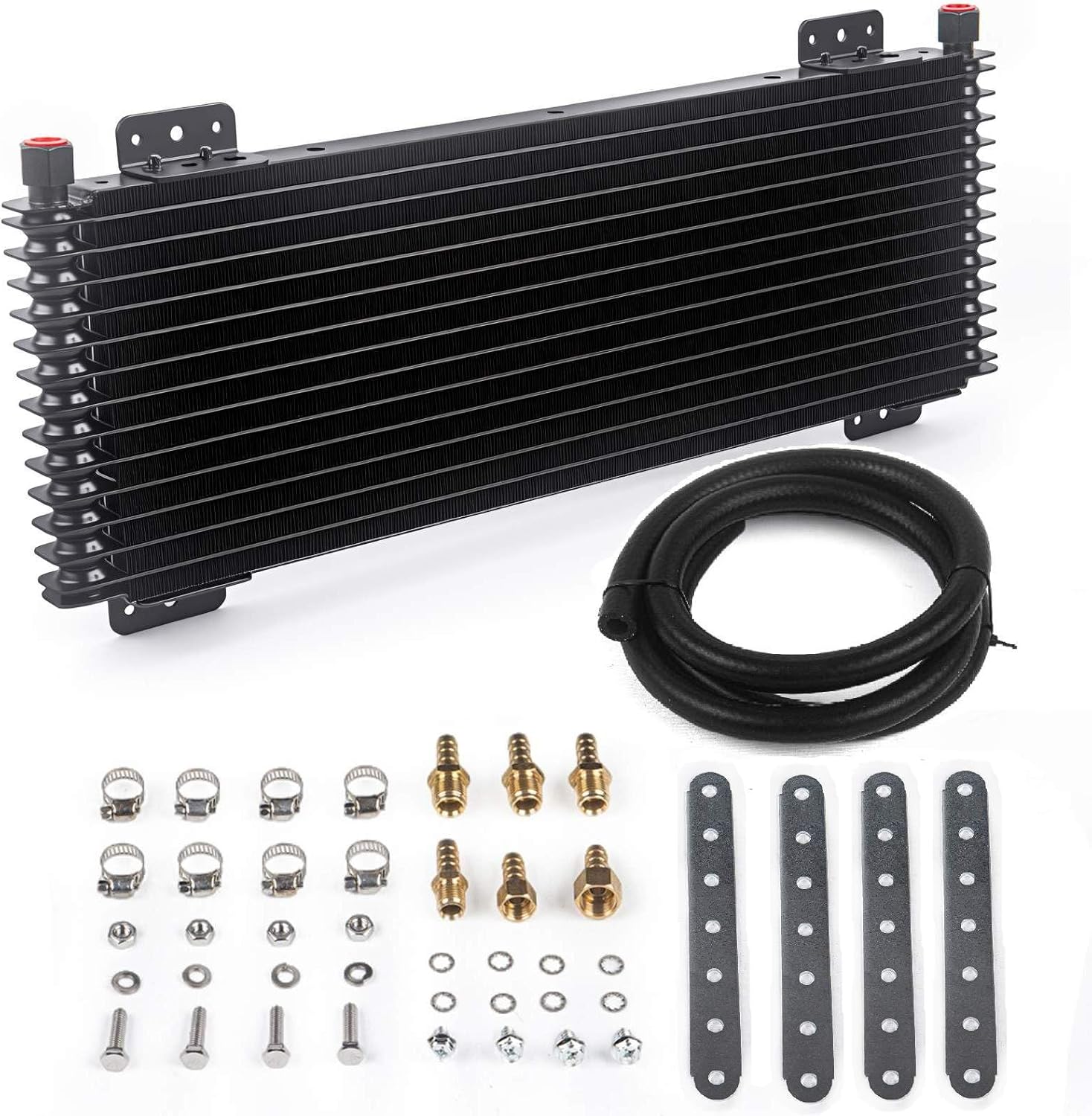 40k Transmission Oil Cooler LPD47391, Compatible with Heavy Duty 40,000 GVW Max Low Pressure Drop Trans Cooler with Mounting Hardware (Silver)