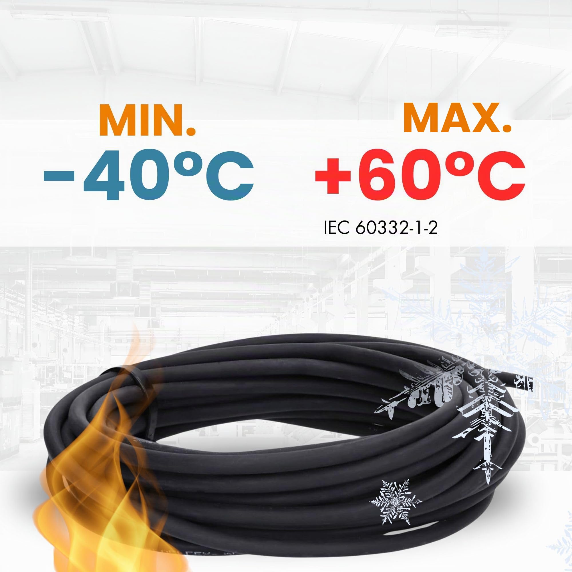 Lapp 10m Câble H05RR-F 4 x 2,5 mm² - Fil en Caoutchouc Flexible Noir | Conducteur de protection pour appareils domestiques et d'atelier. Diamètre 10,7 - 12,3 mm. Tension 300 V / 500 V.