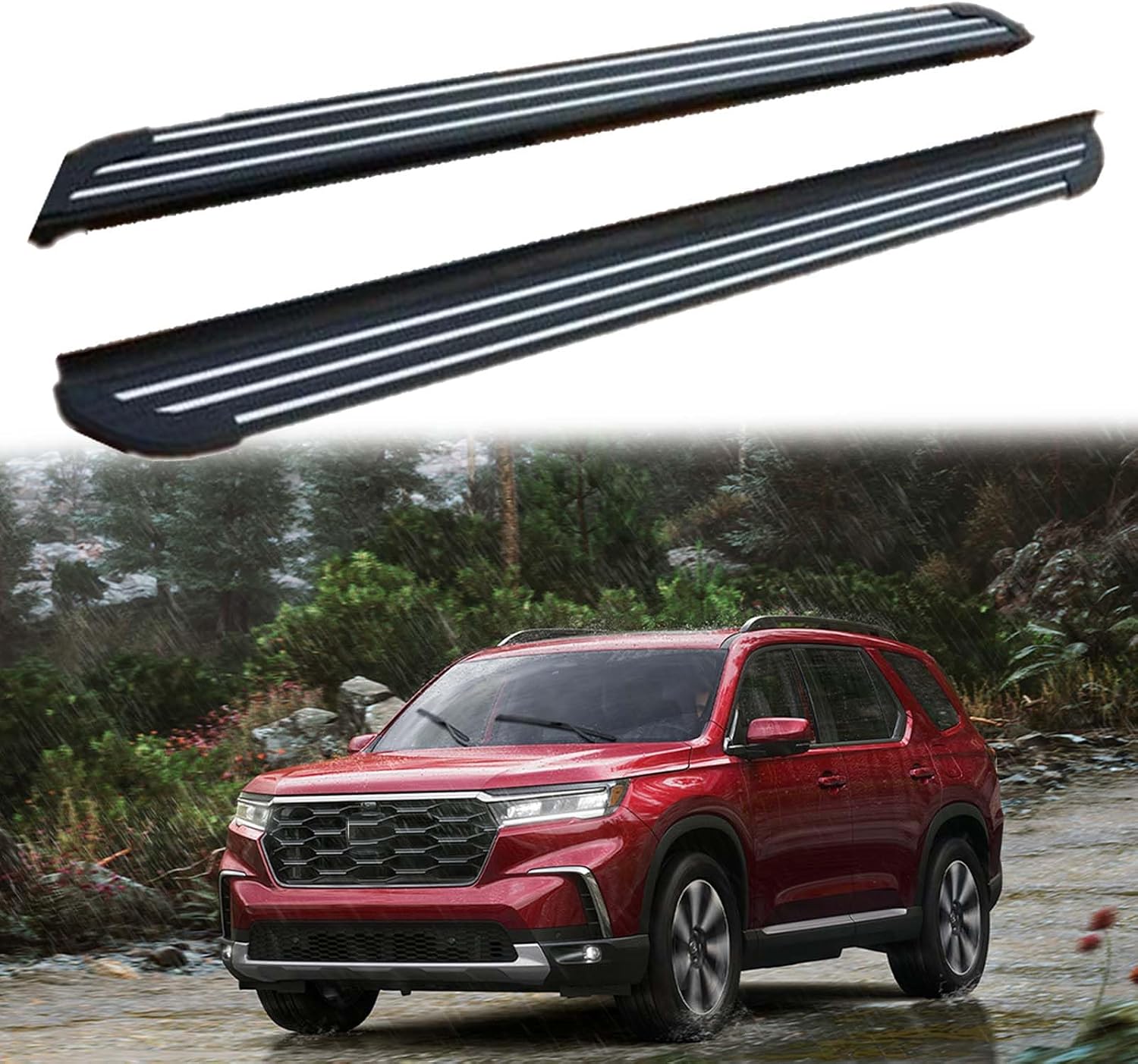 2Pcs Fit for 2023 2024 2025 Honda Pilot Aluminum Door Nerf Bars Side Steps Running Boards (with Brackets) (Style-11)
