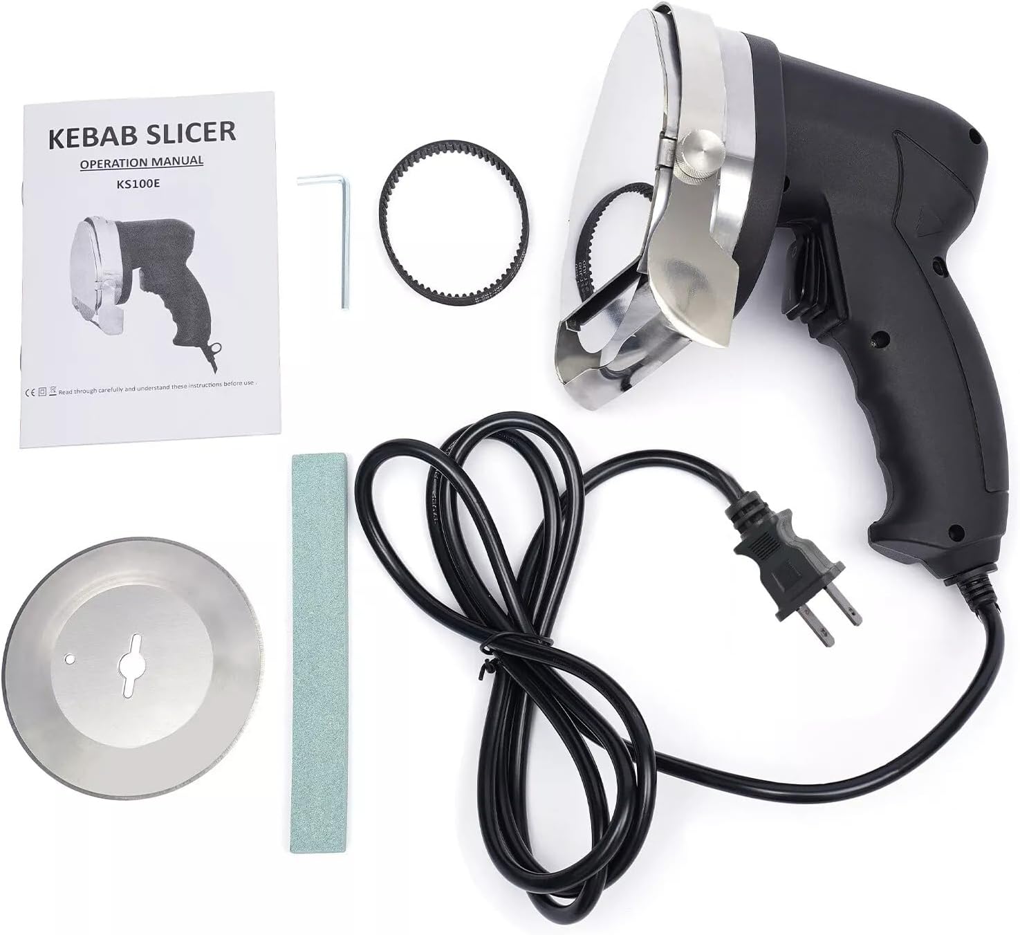 Electric Meat Shaver, 1-8mm Adjustable Cutting Thickness Shawarma Knife,Commercial Stainless Steel Gyro Cutter with 2 Blades for Cutting Through Lamb, Chicken