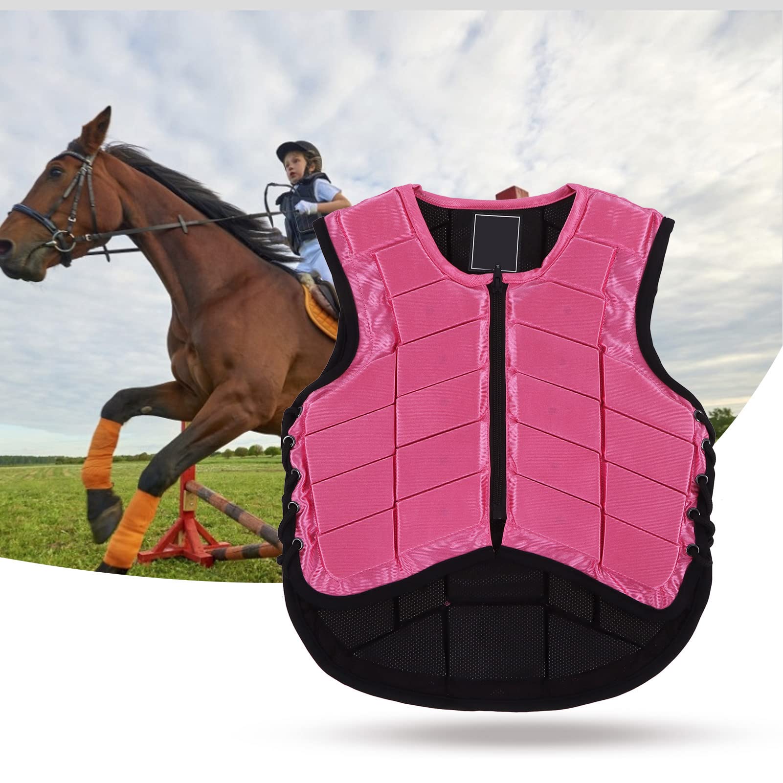 Chaleco Ecuestre para Niños, Chaleco para Montar a Caballo, Equipo de Protección para Montar a Caballo Acolchado con Espuma de Seguridad Protector Corporal Ecuestre para Niños Niñas
