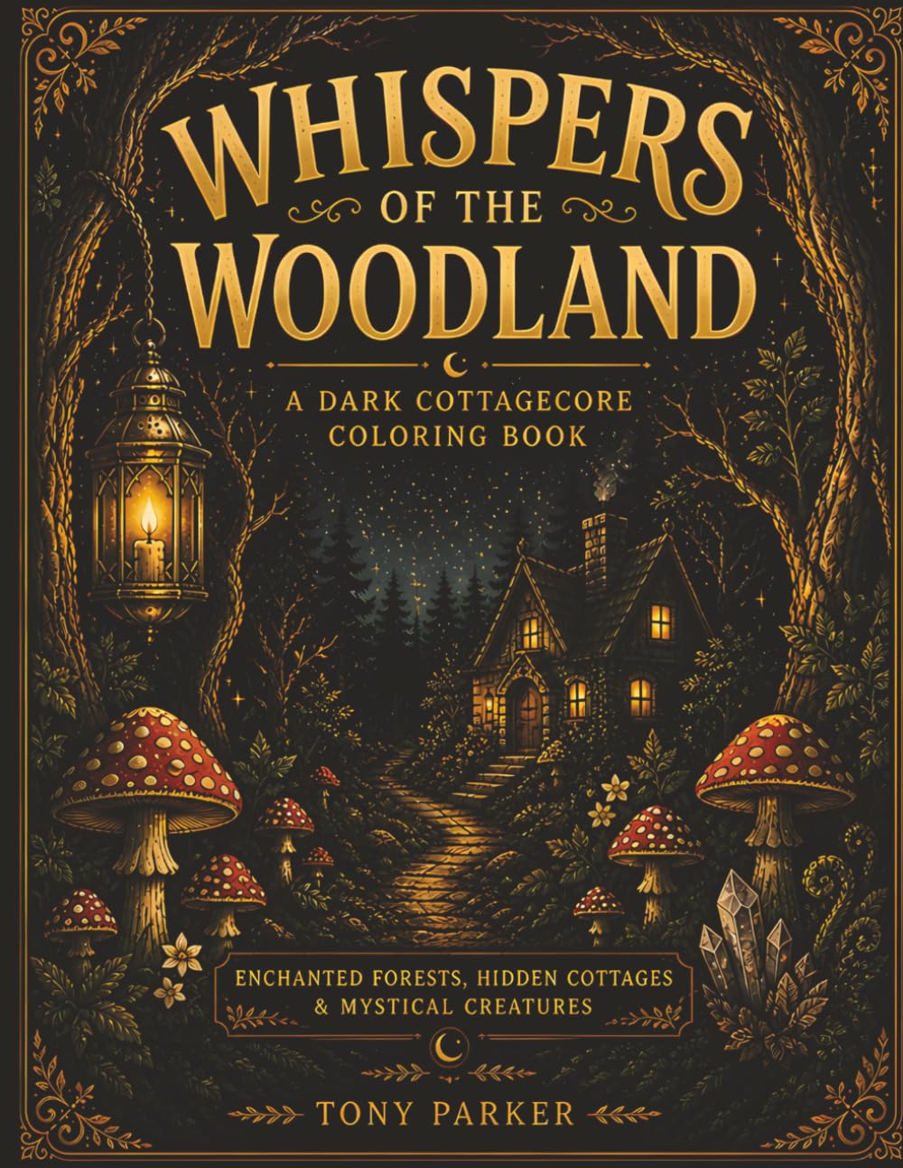 Whispers of the Woodland: A Dark Cottagecore Coloring Book with Enchanted Forests, Hidden Cottages, and Mystical Creatures