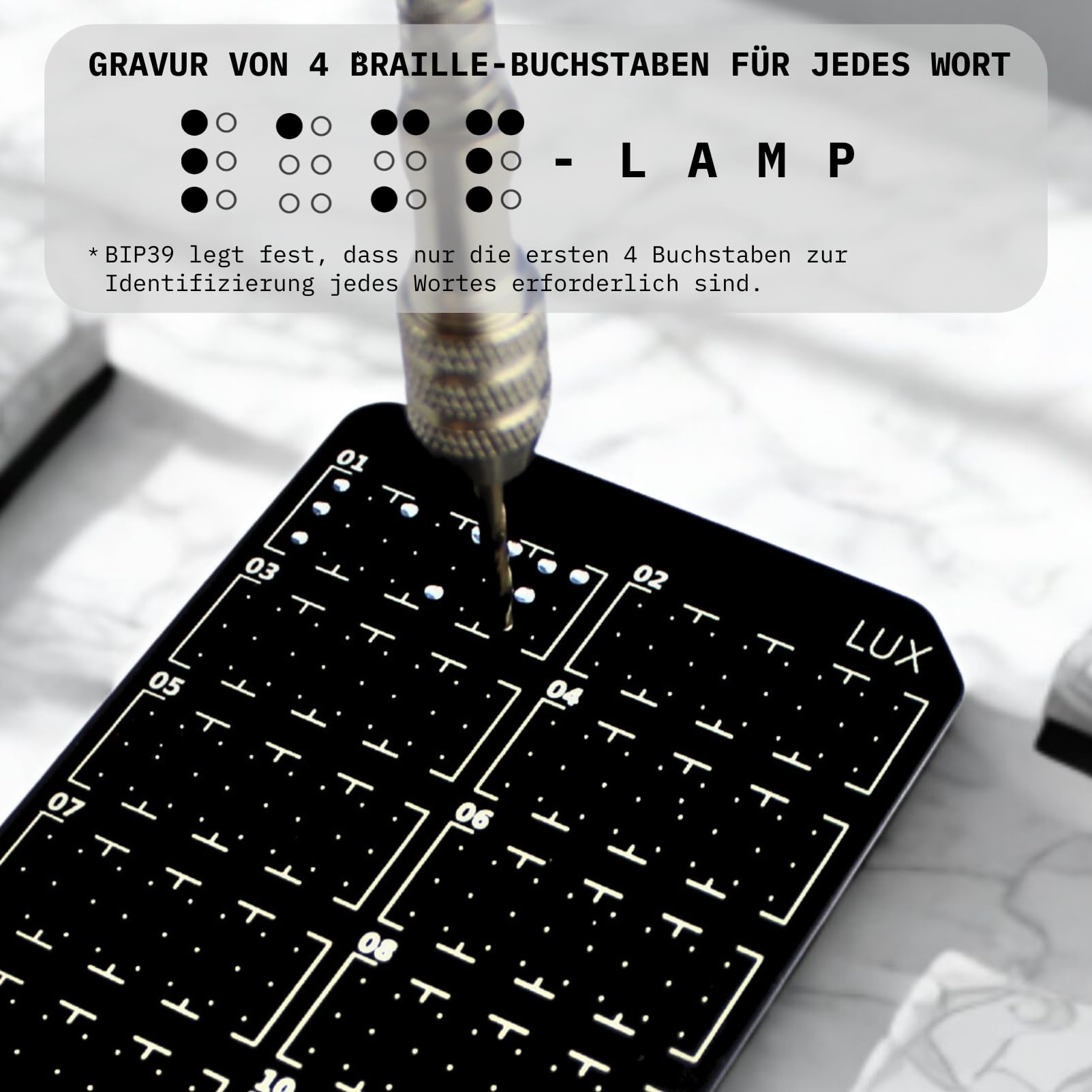 LUX Wallet Steel Seed Phrase Backup 24 Wörter Bitcoin Crypto Recovery Metal Plate BIP39 Cold Wallet Ledger Black