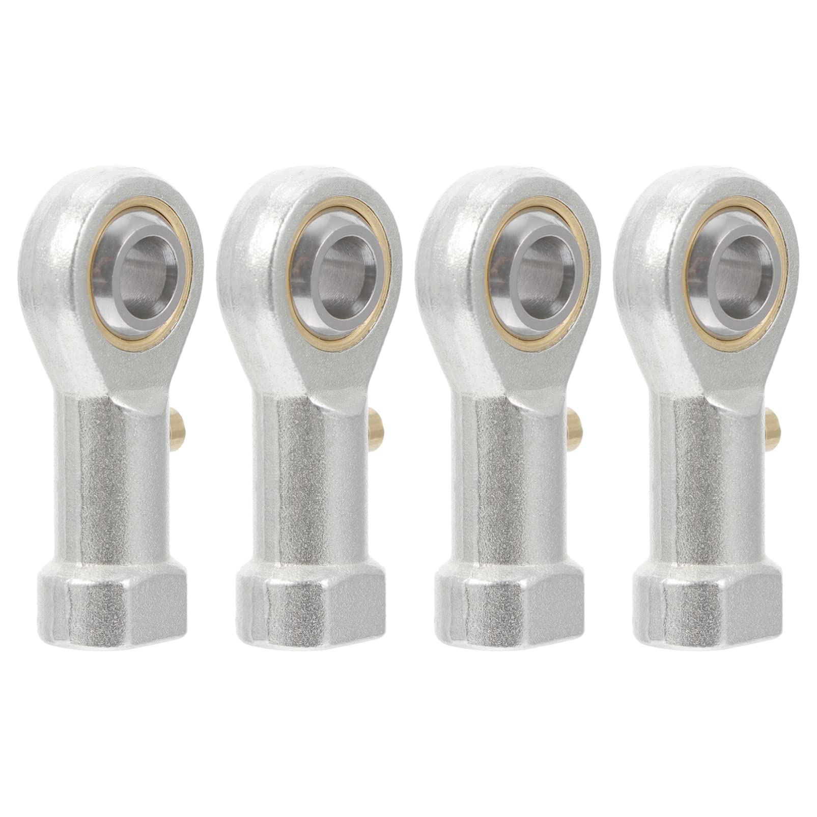 KICHOUSE 4 Pcs Right Hand Rod End Bearing Copper Base Alloy Spherical Plain Bearing Thread Ball Joint Silver Rod End Ball Bearing