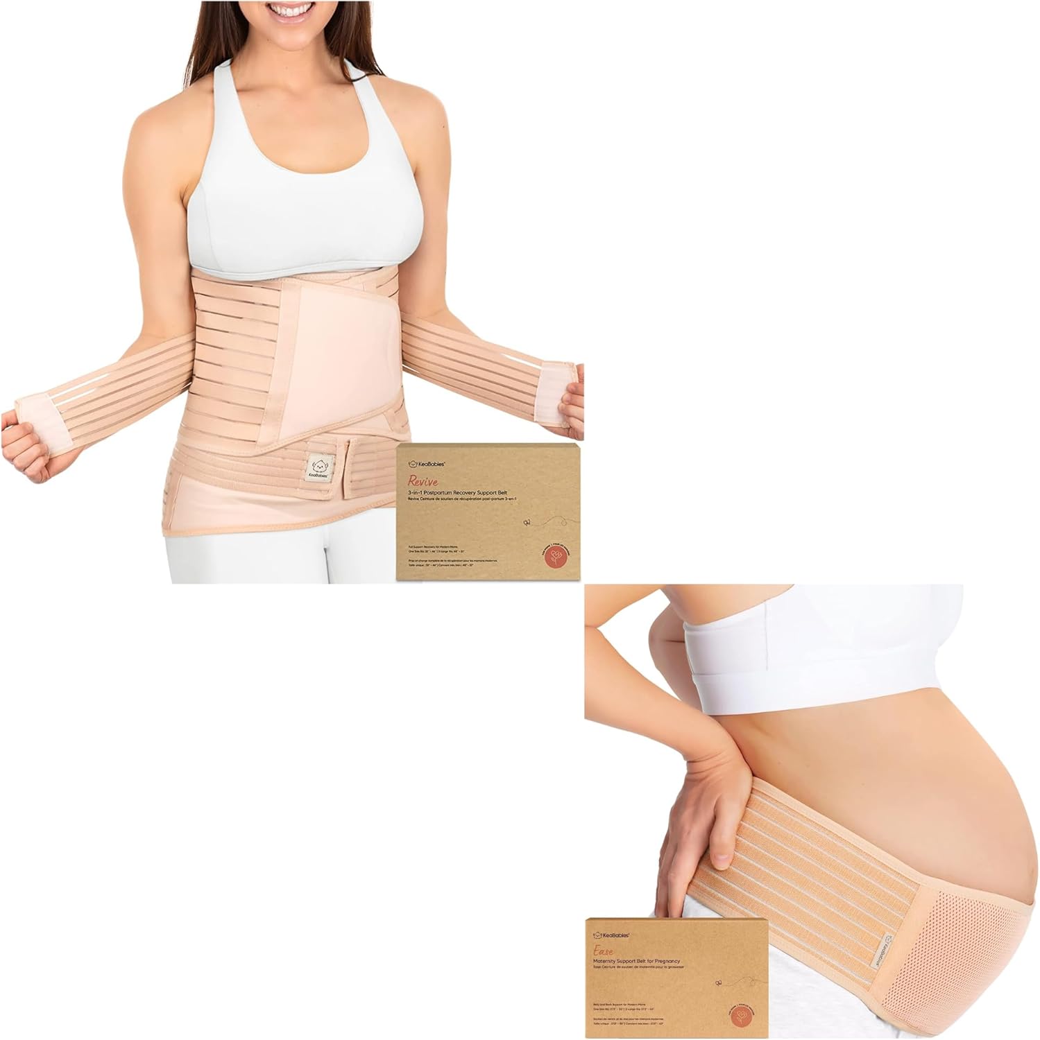 KeaBabies Maternity Pregnancy & Postpartum Belly Support Band For New Mothers - Postnatal Maternity Recovery Wrap Belt - Pregnancy Lower & Upper Back Support Belt