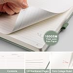 AHGXG Carnet de notes du Journal Linéaire, 320 Pages, A5 Taille (5.7" × 8.3") | Couverture rigide, 100 GSM Papier, 2 Signet, pour les étudiants & Professionnels, écriture, école & Journalage (vert sage)