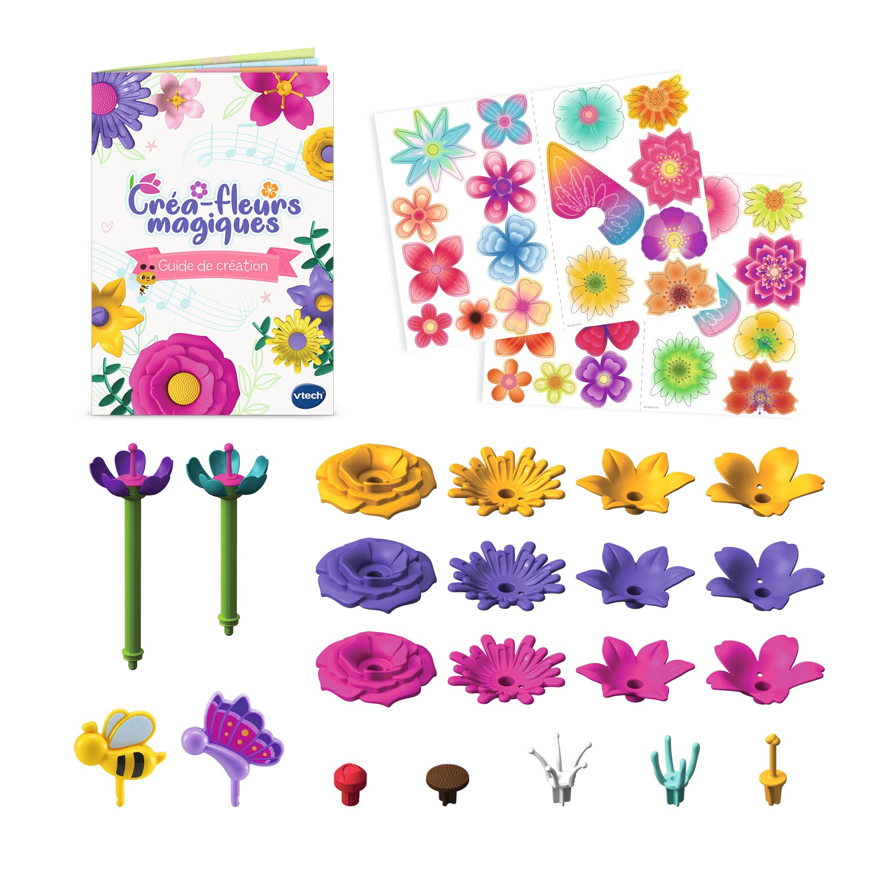 VTech - Créa-Fleurs Magiques, Atelier Créatif Enfant, Bouquet de Fleurs Musical Fabriqué avec des Matériaux Plus Durables, Loisir Créatif, Cadeau Enfant de 4 Ans à 10 Ans - Contenu en Français