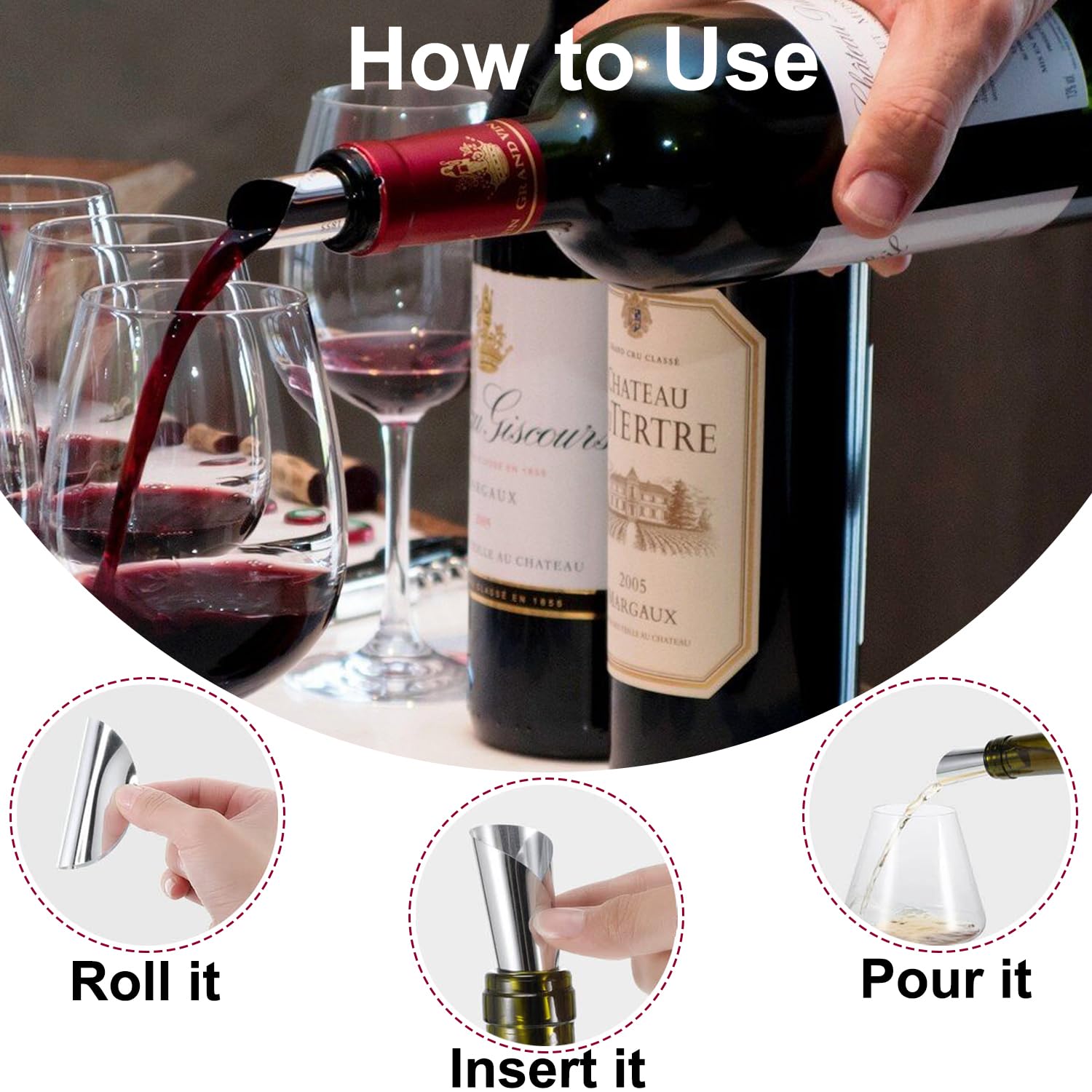 50 Pezzi Salvagoccia Per Vino In PET Riutilizzabile | Antigoccia Per Bottiglie Diametro 7,5 Cm | Versatore Universale Per Ristoranti E Casa - 2