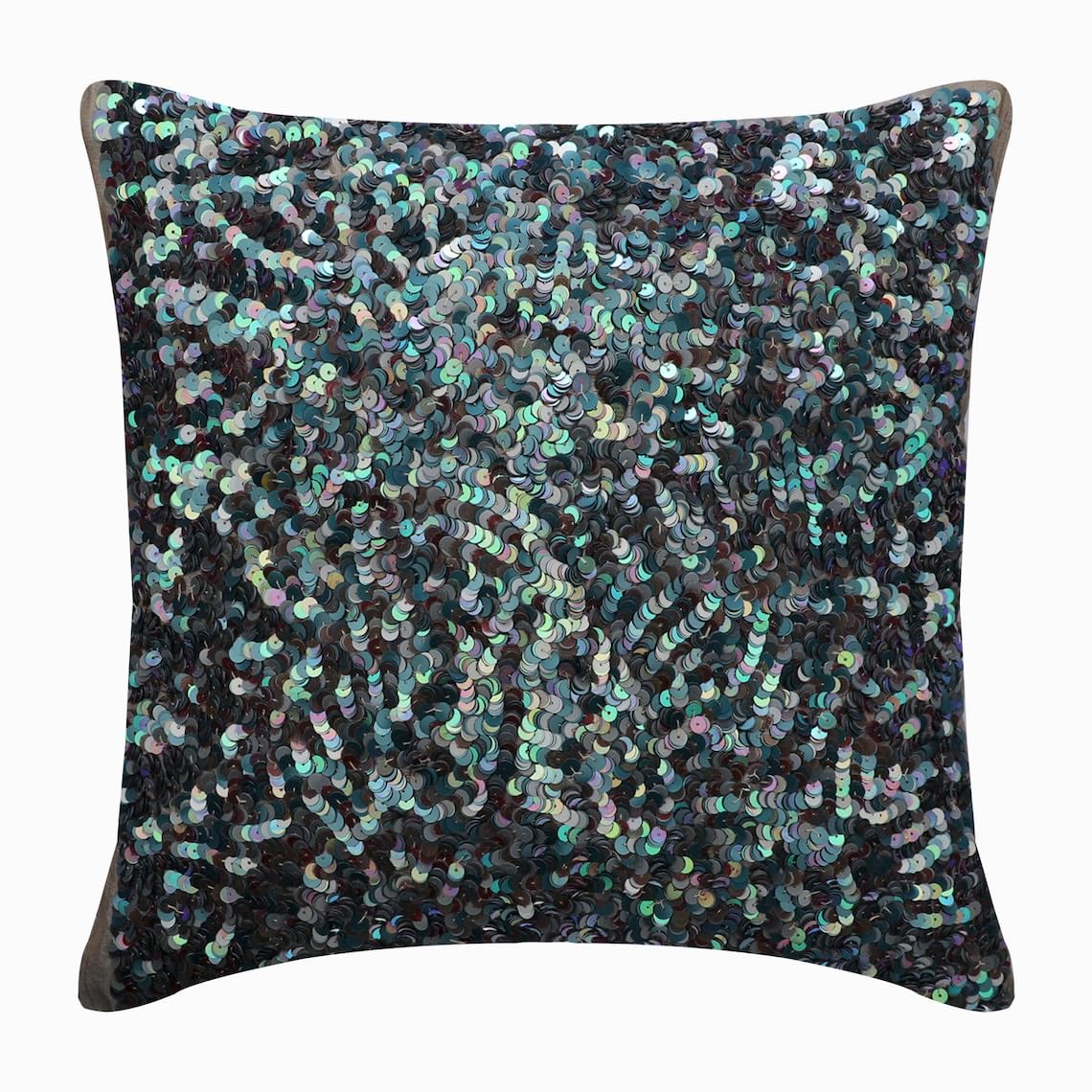 The HomeCentric Decorative Blue 20"x20" (Pack of 2, 50x50 cm (20"x20") Throw Cushion Cover For Sofa, Silk Sequins & Peacock Cushioncase With Zipper, Abstract Pattern Modern Style - Dazzling Flora โ image 1