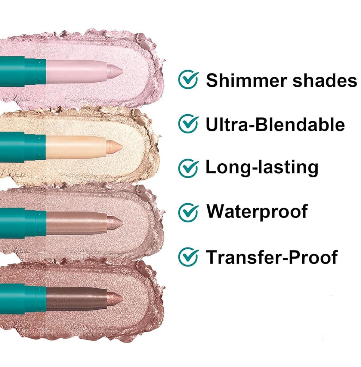 Eyeshadow Stick, Eye shadow Brightener Stick Glitter Highlighter Makeup Eye Liner, Shimmer Creamy Long Lasting Eye Makeup(4Pcs