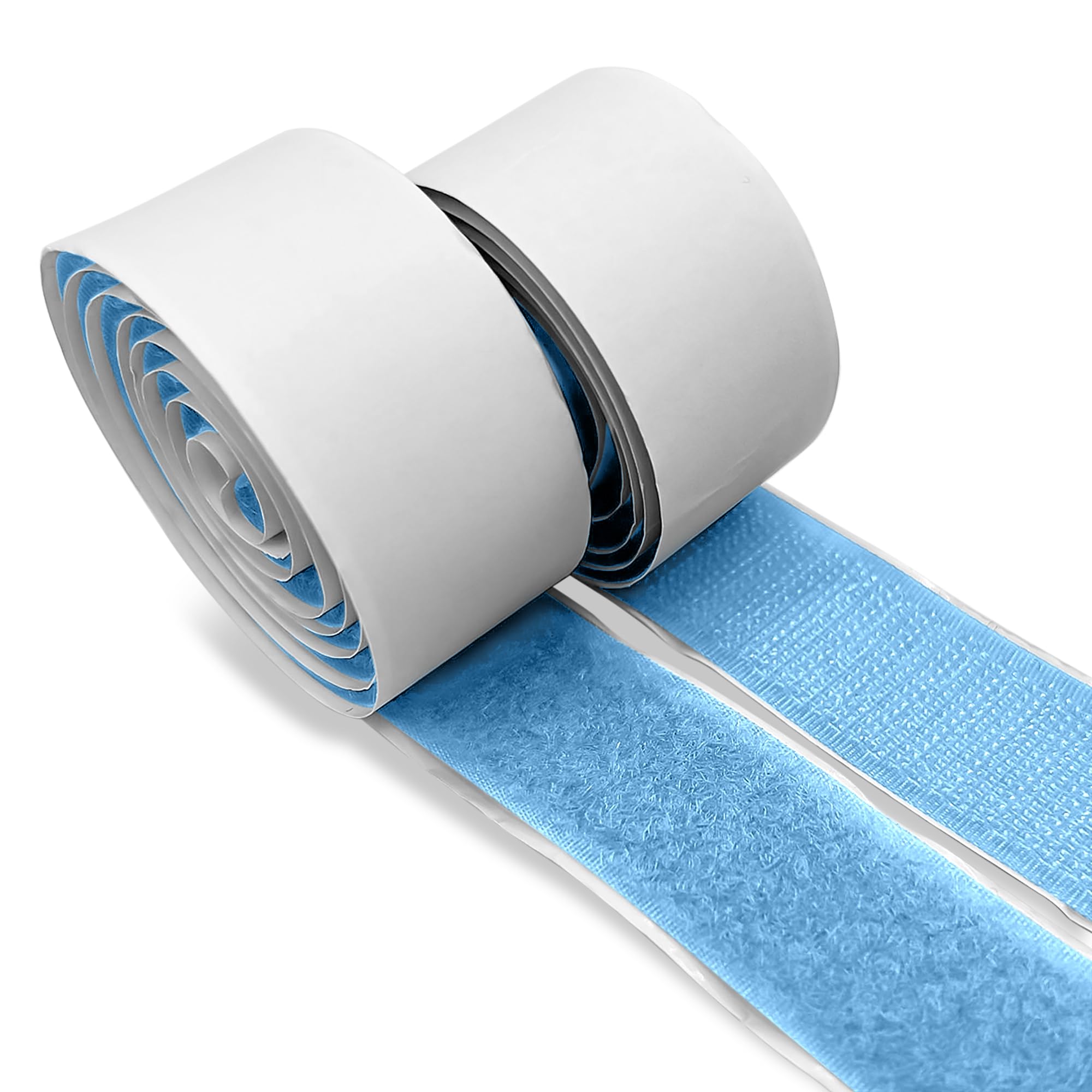 1 Inch Light Blue Hook and Loop Tape 1 Yard Self Adhesive Sticky Strong Back Fastener Nylon Excellent Grip Strips Heavy Duty Fastener Roll for Fixing and Hanging Home Office School Car Craft