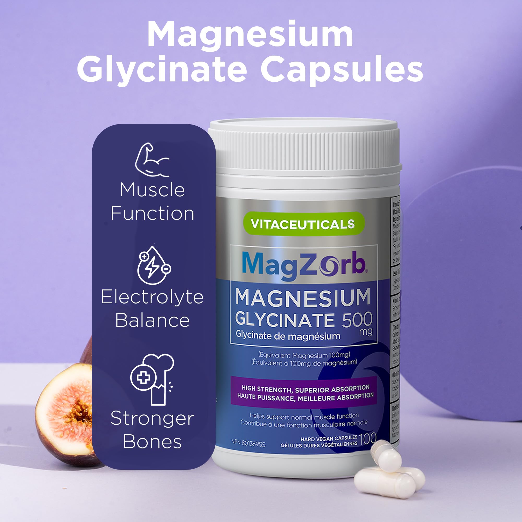 Vitaceuticals MagZorb 500mg Vegan Magnesium Glycinate Supplements