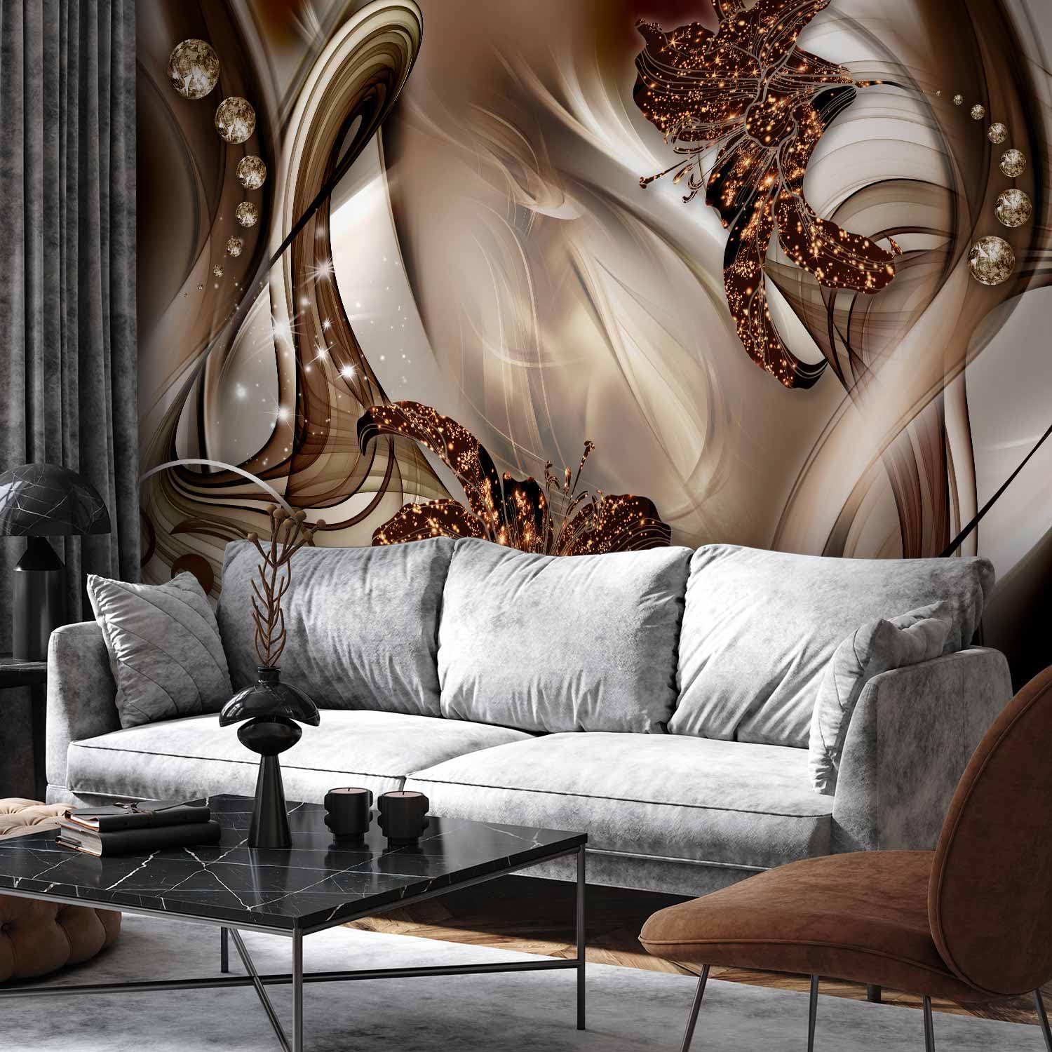 murando - Fototapete Vlies Braun Diamant Blitz, 450x315 cm, Schlafzimmer | Full HD Druck, 3D-Effekt, lichtbeständige Farben, ideal fürs Wohn- oder Schlafzimmer, schnelle Montage, lichtbeständig, edel