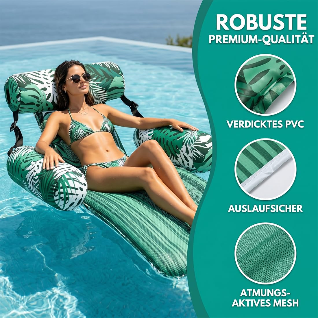 Fauteuil de piscine pour adultes, chaise longue de piscine, chaise longue gonflable, chaise longue de piscine, hamac pour fêtes, été, eau tropicale