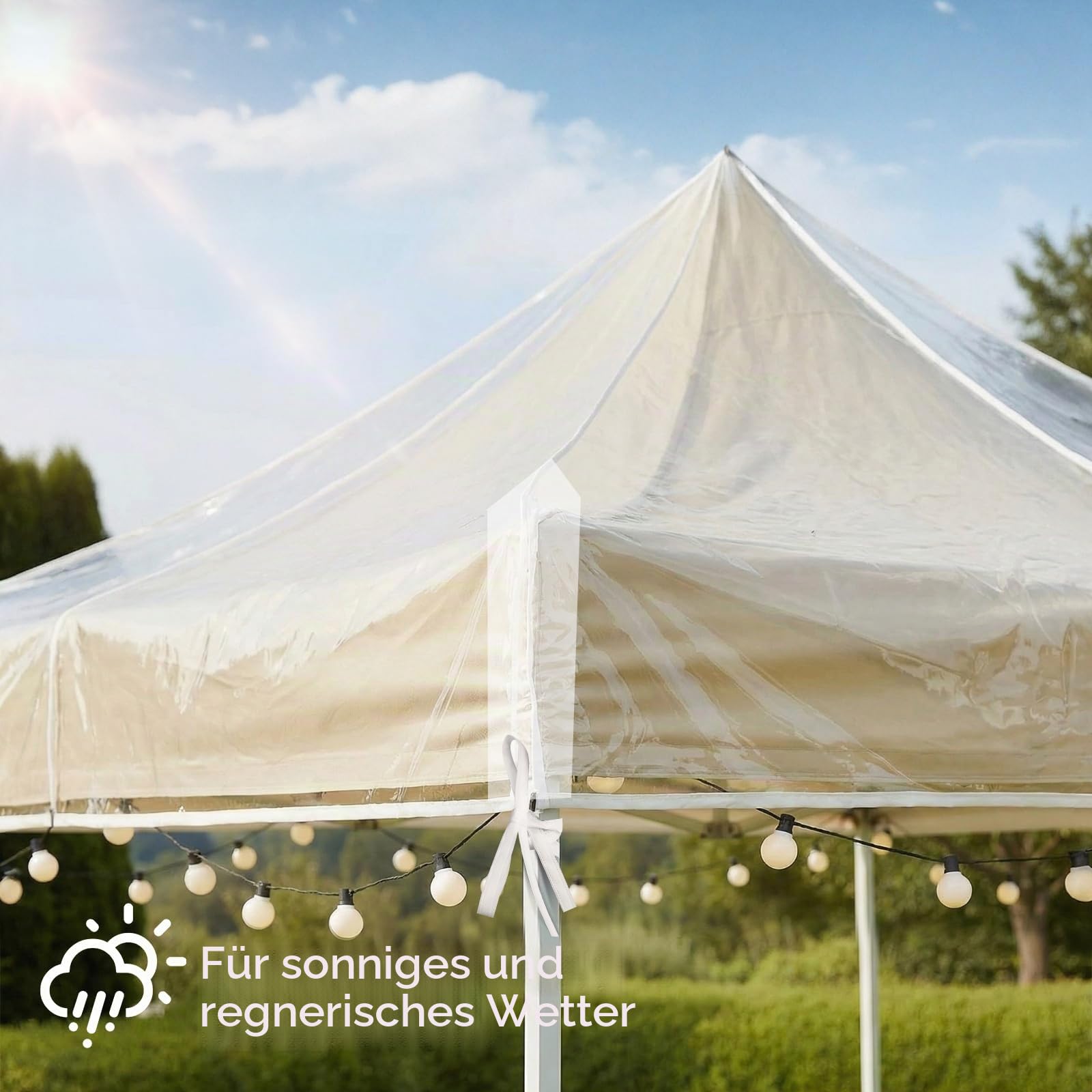 OKYUK Ersatzdach für Pavillon, transparent (klares PVC, 3 x 3 m)
