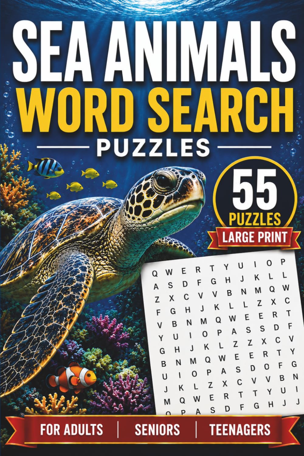Sea Animals Word Search Puzzles: Word Search Puzzle Book About Aquatic Animals — Ocean Animals, Marine Animals, Freshwater Animals, Semi-Aquatic ... For Adults, Seniors & Teenagers | 6x9 Inch