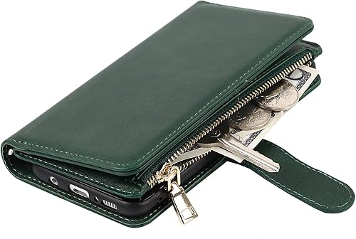 Miniatura 5 de Funda de teléfono con diseño de cartera para Samsung Galaxy S9 9 Tarjetero 1 Cremallera Monedero Billetera 2 Ranura para Efectivo Kickstand Lanyard