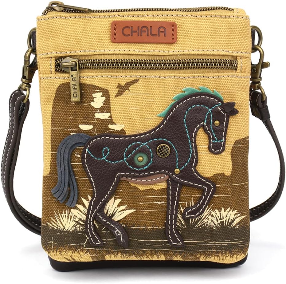 CHALA Double Pocket Xbody Women RFID Protected Canvas Crossody Purse with Adjustable Strap | Double Pocket, Xbody, RFID Protected, Adjustable Strap