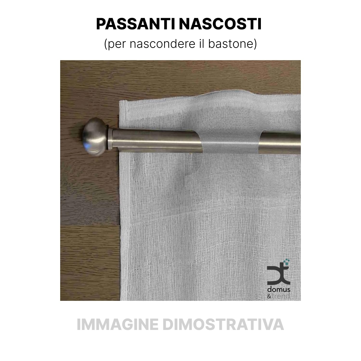 Domus&Trend - Tende per Interni Casa, B&B, Negozi, Uffici Semifiltranti in Lino, 1 Pannello 140x320 Tende Camera da Letto Cucina Soggiorno Moderne a Passanti Nascosti, Tenda Leggera 100% Made in Italy
