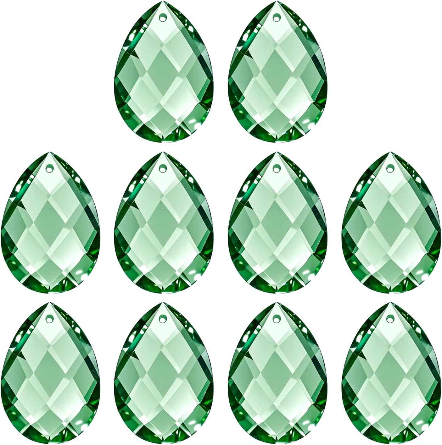 PATIKIL K9 Crystal Pendants Teardrop Beads, 10 Pack 38mm Chandelier Prisms Parts Hanging Grid Beads DIY Lamp for Arts Crafts Decoration, Amber