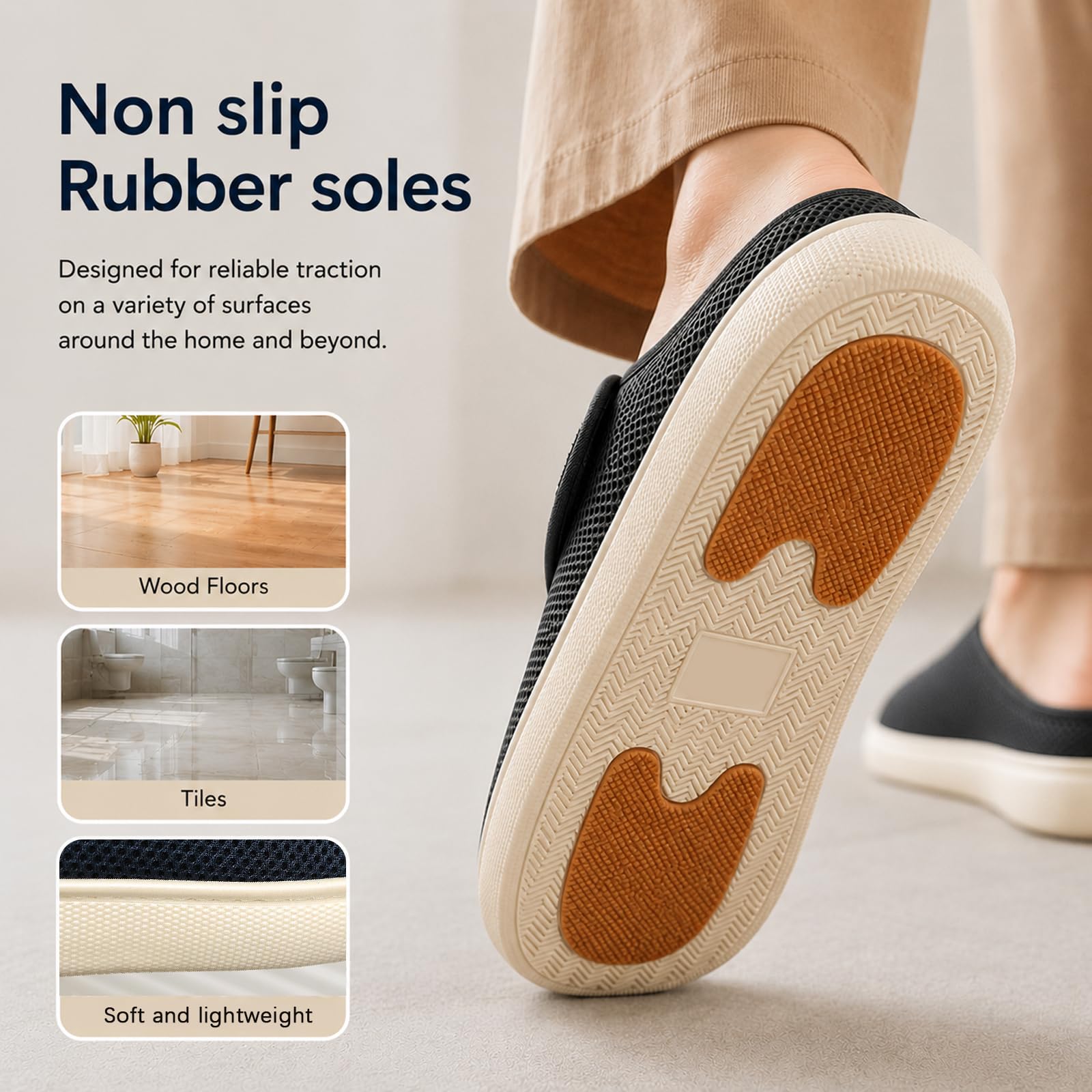 Sandali da Donna Uomo con Maglia Traspirante Sandali Leggeri Fascia Regolabile Confortevole Antiscivolo per Camera da Letto Soggiorno