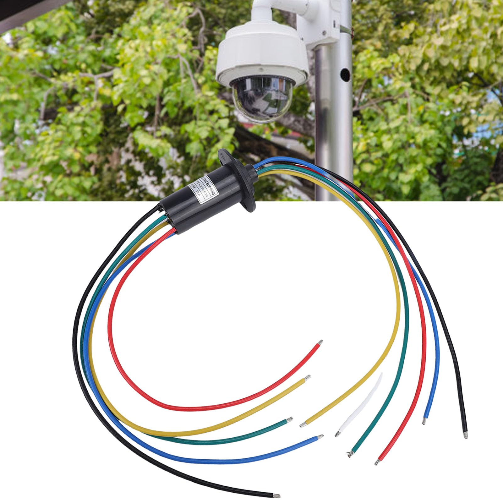 Anillo Colector Eléctrico de 30 Mm, 250 RPM, 6 Cables, 10 A, 15 A, 30 A, Anillo Colector, Junta de Contacto Eléctrica Giratoria, Conmutadores de Conector Giratorio, Ideal para Monitores,
