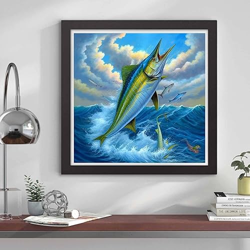 Miniatura 4 de Kaliosy Kits de arte de diamantes 5D para adultos, peces por números, pintura de diamantes, arte de animales, taladro completo, manualidades, punto