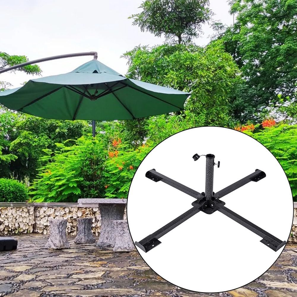 Wytrzymała metalowa podstawa krzyżowa do parasola tarasowego składana konstrukcja pasuje do drążków 2,5-4 cm, idealna do użytku w ogrodzie i na zewnątrz, stabilny i stojak na parasol