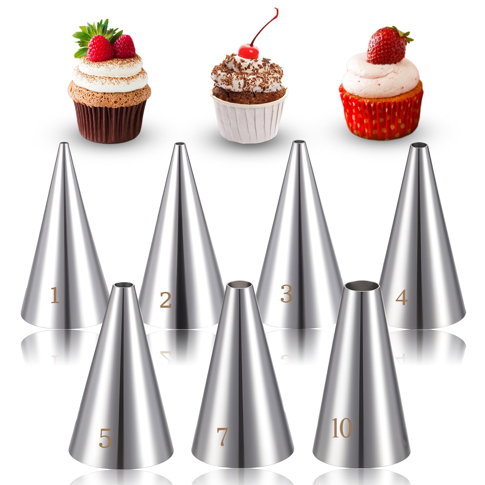 7-teiliges Spritztüllen-Set Aus Edelstahl – Runde Löcher Für Cupcakes, Kekse & Torten – Inkl. 7 Größen