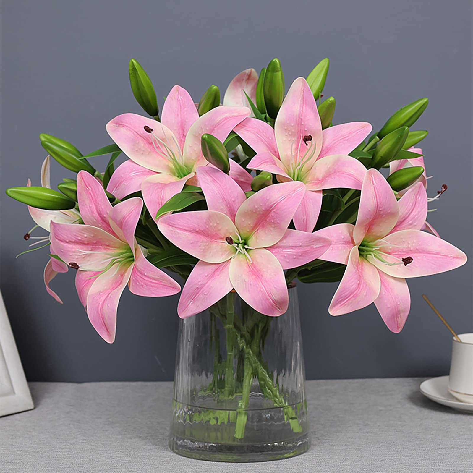 Amazon.com: MSUIINT Artificial Lilies Flowers, Real Touch Fake Flowers,  Long Stem Fake Lilies Flowers, Bloom Lilies Flower Arrangement, Flower  Arrangement Party Decor(Light Purplish) : Home & Kitchen
