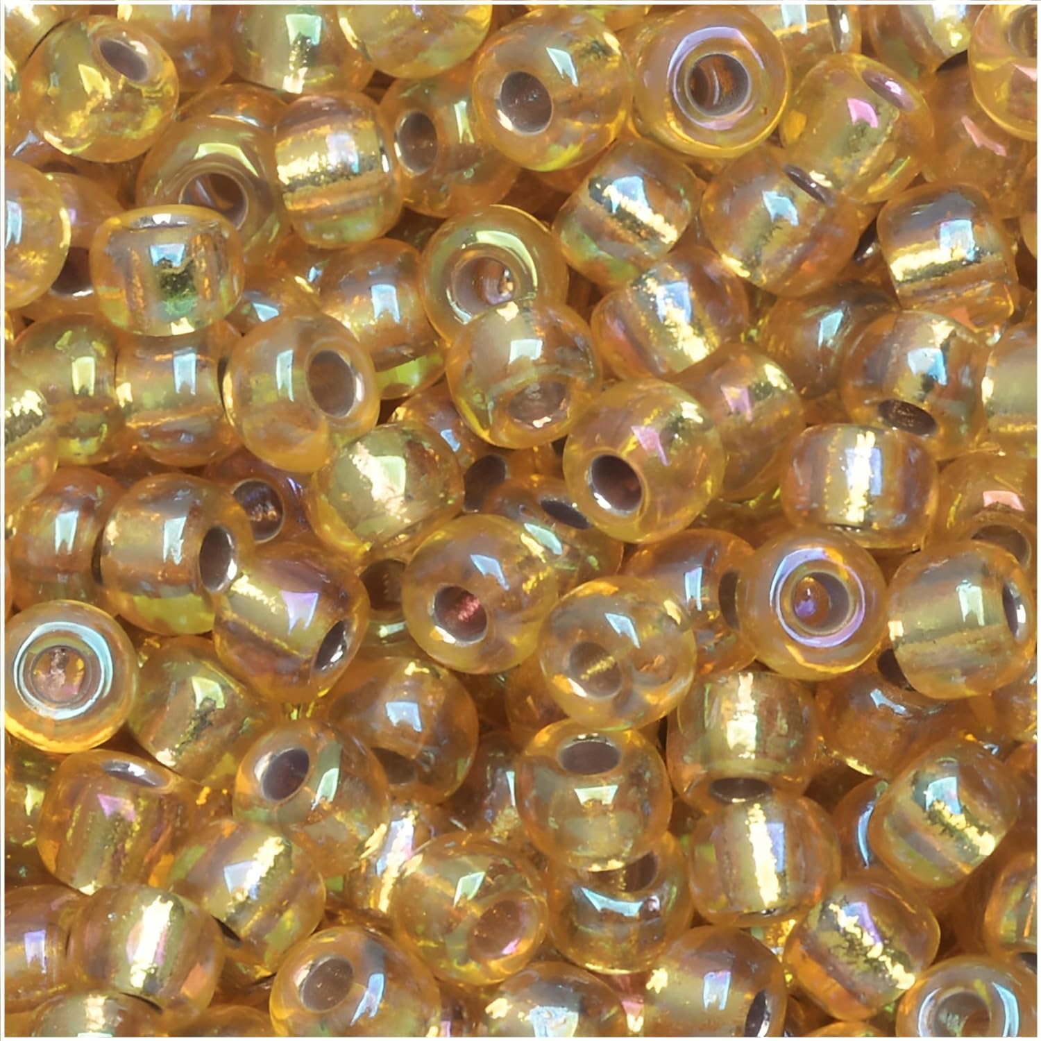Miyuki Round Rocaille Seed Beads Size 6/0 20 Gram Tube Silver Lined Gold AB 6-1003