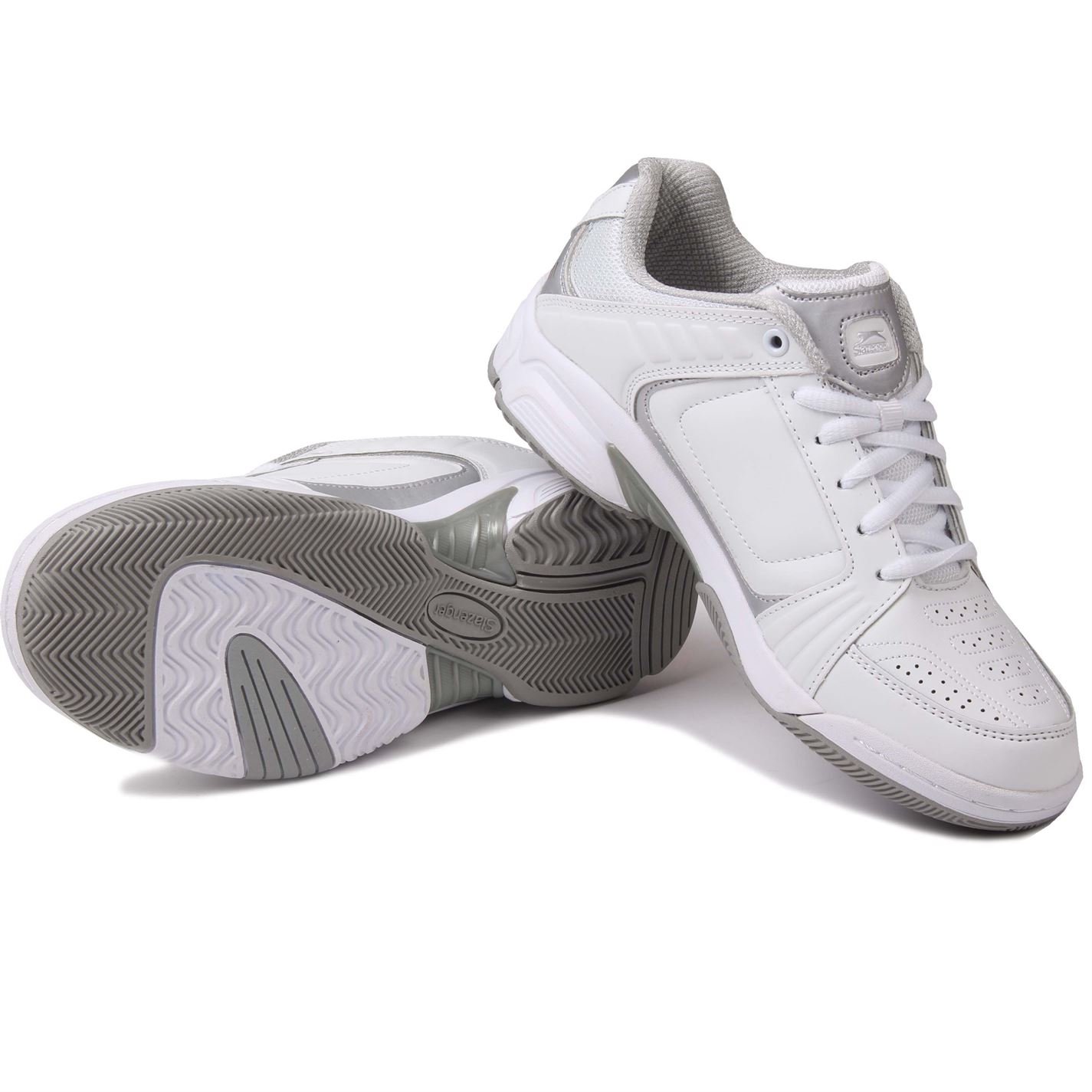 Slazenger Damskie buty tenisowe buty sportowe buty tenisowe sznurowane, biały - biały srebrny - 36 EU