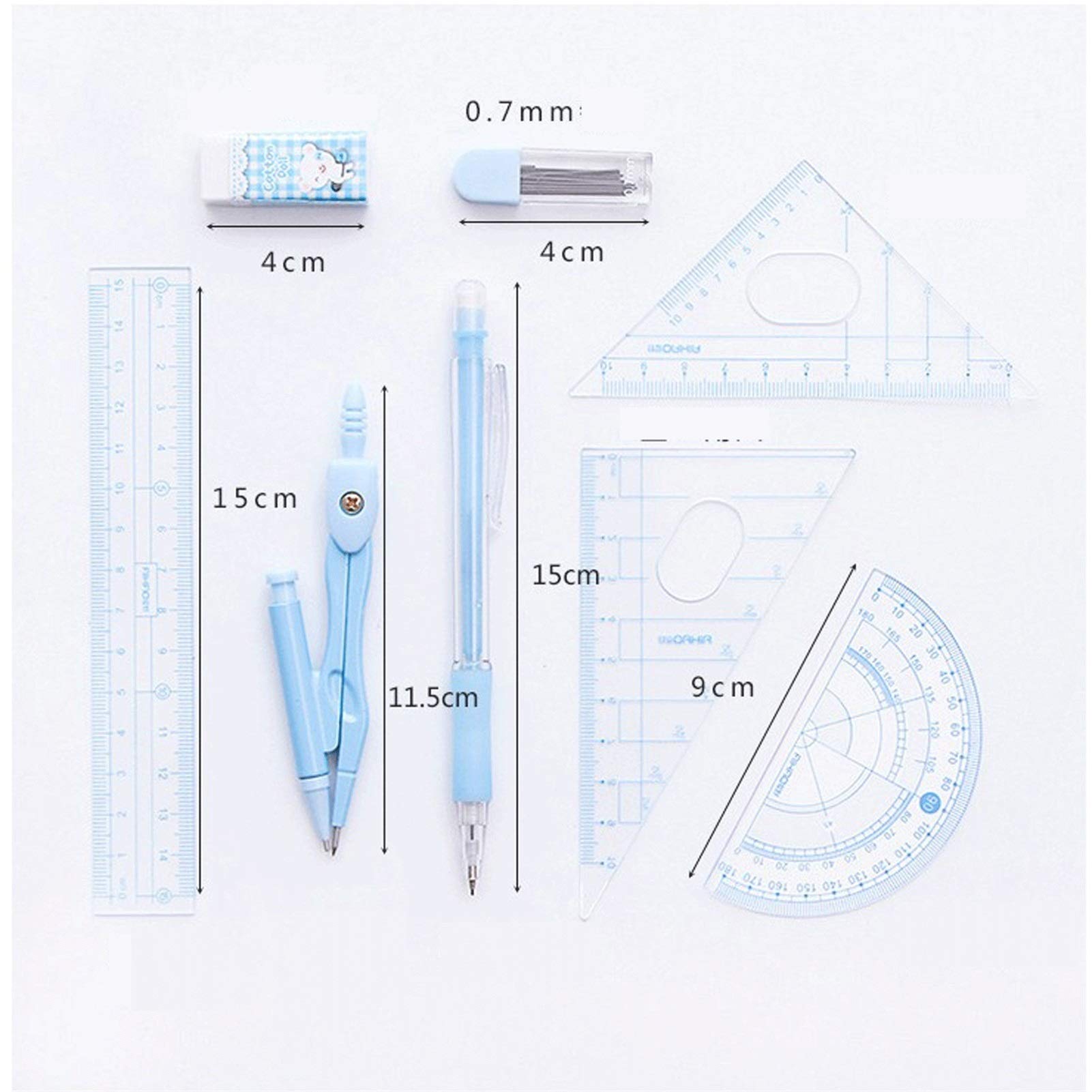 Mathematik-Geometrie-Set, Zirkel, Mathematik-Set, Geometrie-Set, Mathematik-Winkelmesser-Set, Geometrie-Set, Kompass/Mathe-Set for Schüler mit bruchsicherer Aufbewahrungsbox, Geometrie-Set for die Sch