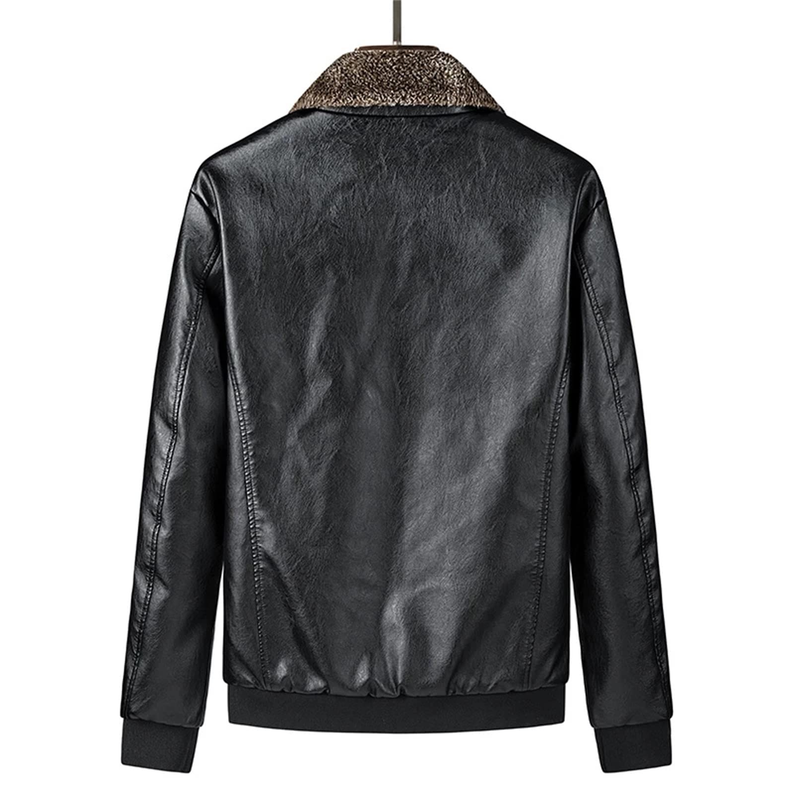 WFEI Giacche da Uomo in Pelle da Uomo Invernale in Pelle Spessa Giacca Casual in Pelle Cappotti da Uomo Uomo PU Chiusura Antivento Tuta Sportiva