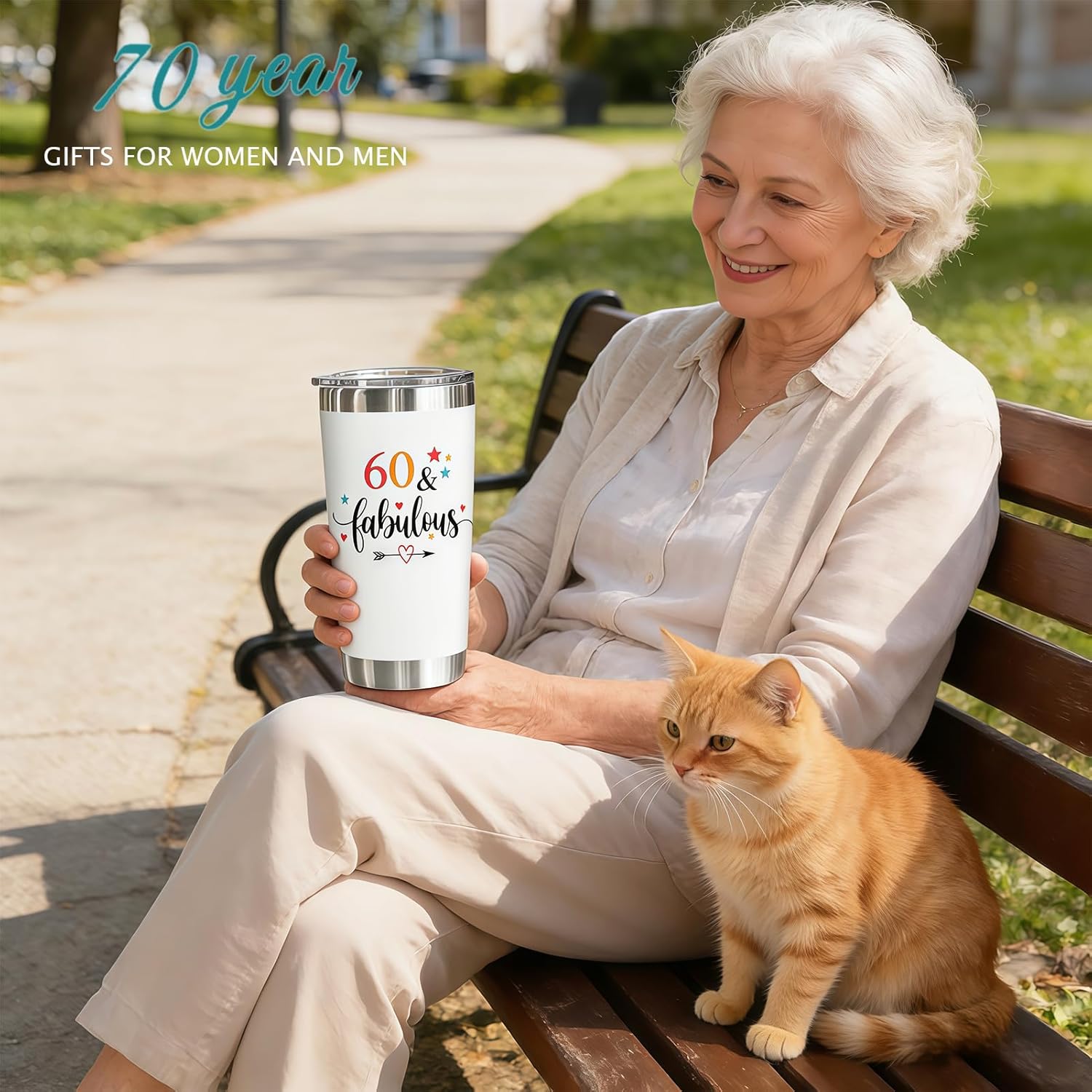 60th Birthday Gifts for Women Her - Happy 60 Year Old Gifts For Mom, Wife, Sister - Fabulous 60th Birthday Decorations for Woman - Awesome Since 1966 White 20 Oz Tumbler, Insulated Cup - Image 6