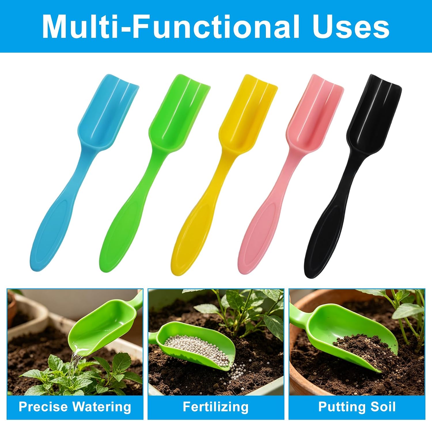 Plastic Mini Gardening Shovel Spoons Soil Scoops, Colorful, 10 Pcs image 3