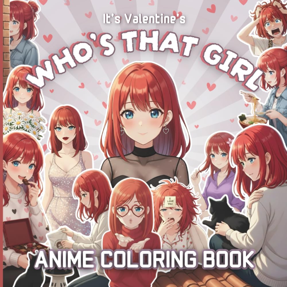 Anime: Coloring Book for Teens, Kids, and Manga Lovers with Cute Girl in Everyday Life: It's Valentine's (Who's That Girl)