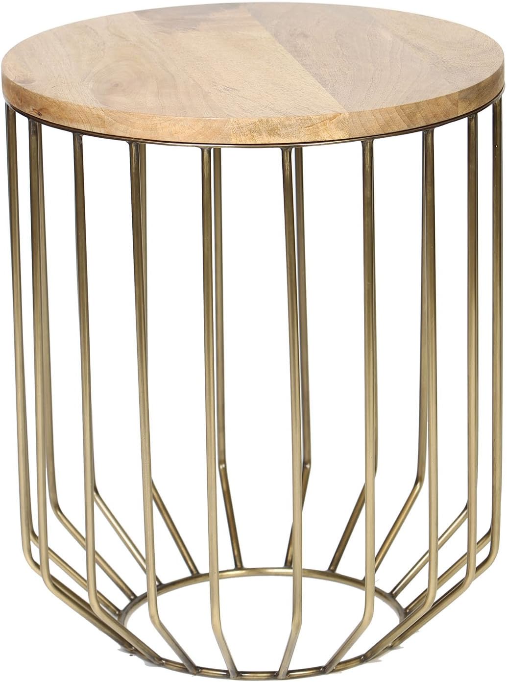 Wire Frame Occasional Accent Table with Tapered Base in Antique Brass Finish