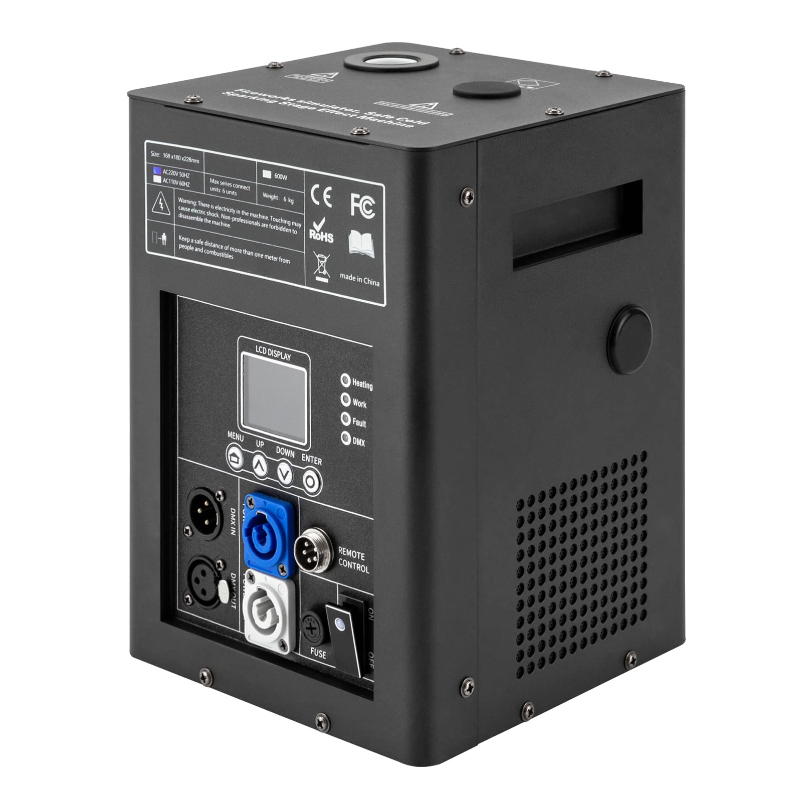 Pyrotechnikmaschinen 600W Bühneneffekt Feuerwerk Maschine DMX/Fernbedienung/LCD Spezialeffekt Feuerwerksmaschine für Partys, Bühnendekorationen, Hochzeiten