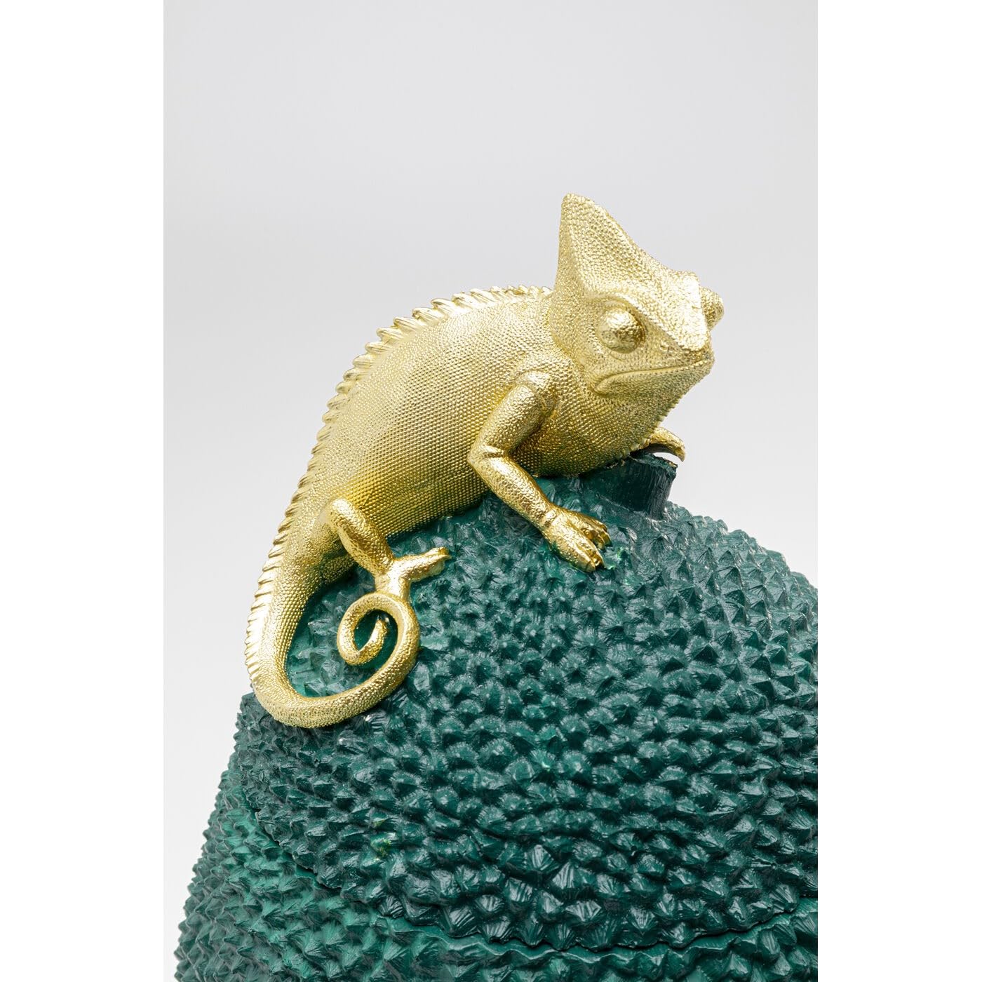 Kare Deko Dose Jackfruit Chameleon, Grün, 41x26x27 cm, Aufbewahrungsdose, Chameleon Motiv, Handgearbeitet, Wohnzimmer